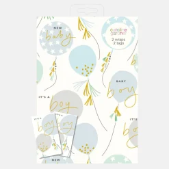Baby Boy Balloons Wrapping Paper and Tags Set of 2>Caroline Gardner Outlet