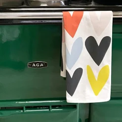 Banana/Multi Heart Tea Towel Set of 2><noscript><img width=