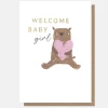 Bear & Heart Welcome New Baby Girl Card>Caroline Gardner Shop