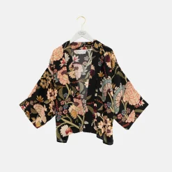 Black Dahlia Crepe Short Kimono>Caroline Gardner Online