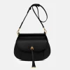 Black Leather Pilar Shoulder Bag>Caroline Gardner Store