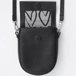 Black Pebble Leather Mini Oxford Saddle Bag><noscript><img width=