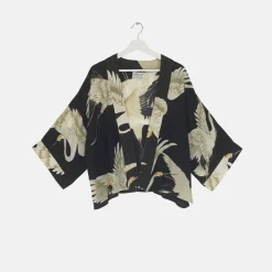 Black Stork Luxe Crepe Short Kimono>Caroline Gardner Best Sale