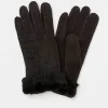 Black/Aubergine Shearling Gloves>Caroline Gardner Flash Sale
