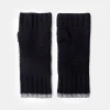 Black/Grey Cashmere Link Knit Wrist Warmers>Caroline Gardner New