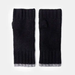Black/Grey Cashmere Link Knit Wrist Warmers>Caroline Gardner New