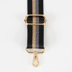 Black/Metallic Stripe Webbing Handbag Strap>Caroline Gardner Best