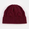Burgundy Cashmere Cable Knit Beanie Hat>Caroline Gardner Hot