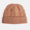 Camel Cashmere Cable Knit Beanie Hat>Caroline Gardner Sale