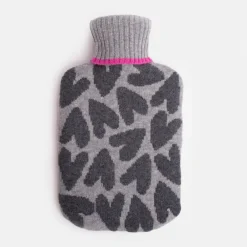 Charcoal Hearts Merino Hot Water Bottle>Caroline Gardner Outlet