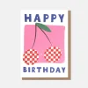 Checked Cherries Happy Birthday Card>Caroline Gardner Best