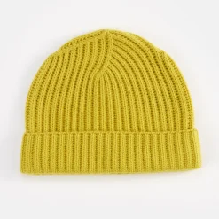 Citrus Yellow Cashmere Rib Beanie Hat>Caroline Gardner Shop