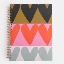Colourblock Hearts Spiral A4 Notebook>Caroline Gardner Store