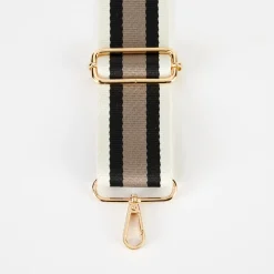Cream/Black/Putty Stripe Webbing Handbag Strap>Caroline Gardner Store