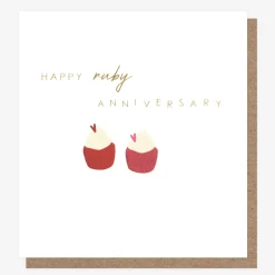 Cupcakes Ruby Anniversary Card>Caroline Gardner New