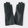 Dark Green Leather Cashmere-Lined Gloves>Caroline Gardner New