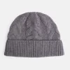 Dark Grey Cashmere Cable Knit Beanie Hat>Caroline Gardner Hot
