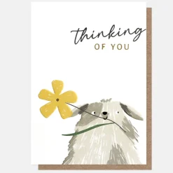 Dog with Flower Thinking Of You Card>Caroline Gardner Best