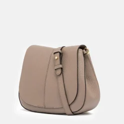 Dove Grey Leather Helena Saddle Bag><noscript><img width=