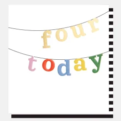 Four Today Bunting 4th Birthday Card>Caroline Gardner Clearance