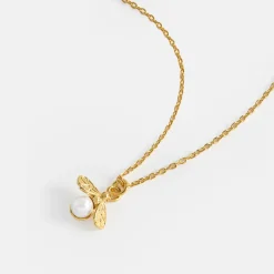 Gold & Pearl Bee Pendant Necklace>Caroline Gardner Cheap