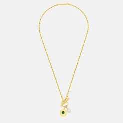 Gold & Pearl T Bar Rope Necklace>Caroline Gardner Fashion