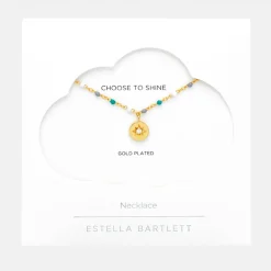 Gold Beaded & Disc Pendant Necklace>Caroline Gardner New