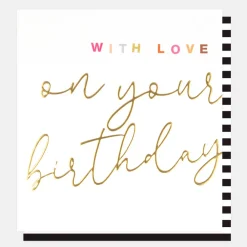 Gold Calligraphy With Love Birthday Card>Caroline Gardner New