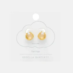 Gold Chunky Textured Hoop Earrings><noscript><img width=