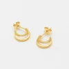 Gold Double Hoop CZ Earrings>Caroline Gardner New