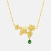 Gold Floral Bee Green Droplet Necklace>Caroline Gardner Best Sale