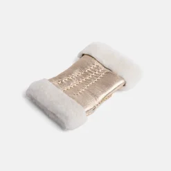 Gold Metallic Shearling Wrist Warmers><noscript><img width=
