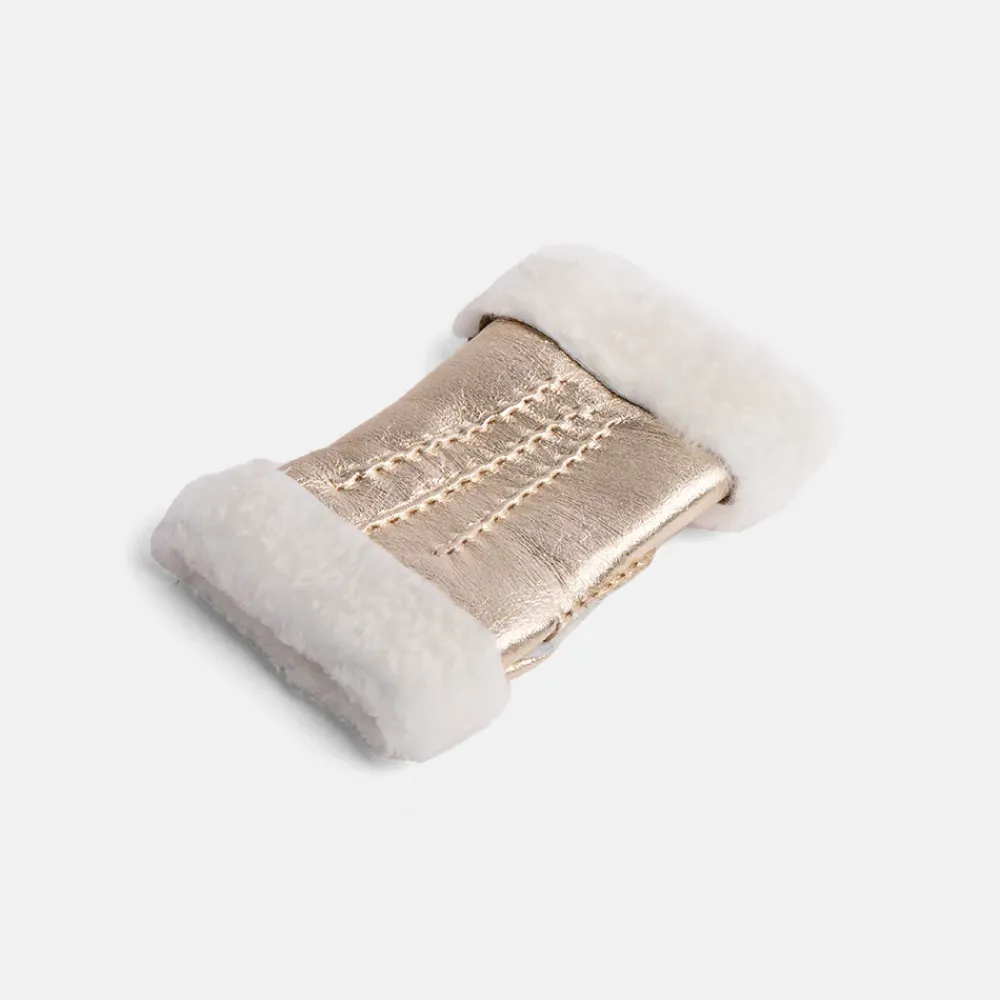 Gold Metallic Shearling Wrist Warmers>Caroline Gardner Shop