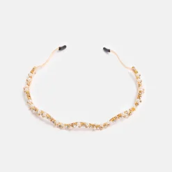 Gold Pearls & Crystals Wavy Headband>Caroline Gardner Cheap