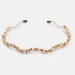 Gold Pearls & Crystals Wavy Headband>Caroline Gardner Cheap