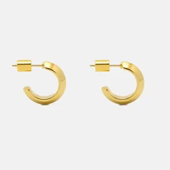 Gold Plated Mini Edge Hoop Earrings><noscript><img width=