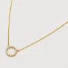 Gold Plated White Cubic Zirconia Circle Necklace>Caroline Gardner New