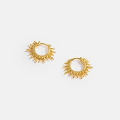 Gold Sunburst Huggie Hoop Earrings>Caroline Gardner Flash Sale