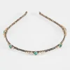 Gold/Emerald Crystal Thin Headband>Caroline Gardner Clearance