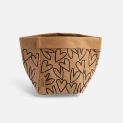 Gold/Kraft Outline Hearts Paper Storage Pots Set of 2><noscript><img width=