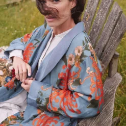Grey Chrysanthemum Dressing Gown>Caroline Gardner Store
