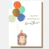 Hedgehog & Balloons Birthday Card For Brother>Caroline Gardner Flash Sale