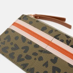 Khaki/Black Heart Long Patch Purse><noscript><img width=