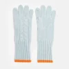Light Blue Cashmere Cable Knit Gloves>Caroline Gardner New