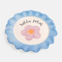 Light Blue Daisy Ceramic Plate><noscript><img width=