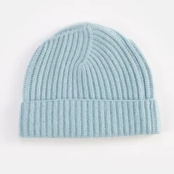 Light Blue Rib Cashmere Hat>Caroline Gardner New