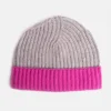 Light Grey/Bright Pink Cashmere Rib Hat>Caroline Gardner Best Sale