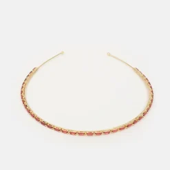 Magenta Jewelled Gold Headband>Caroline Gardner New