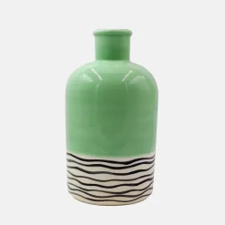 Mono Stripe Large Green Rio Vase>Caroline Gardner Best Sale