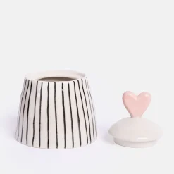 Mono Stripe Stoneware Pot>Caroline Gardner Online